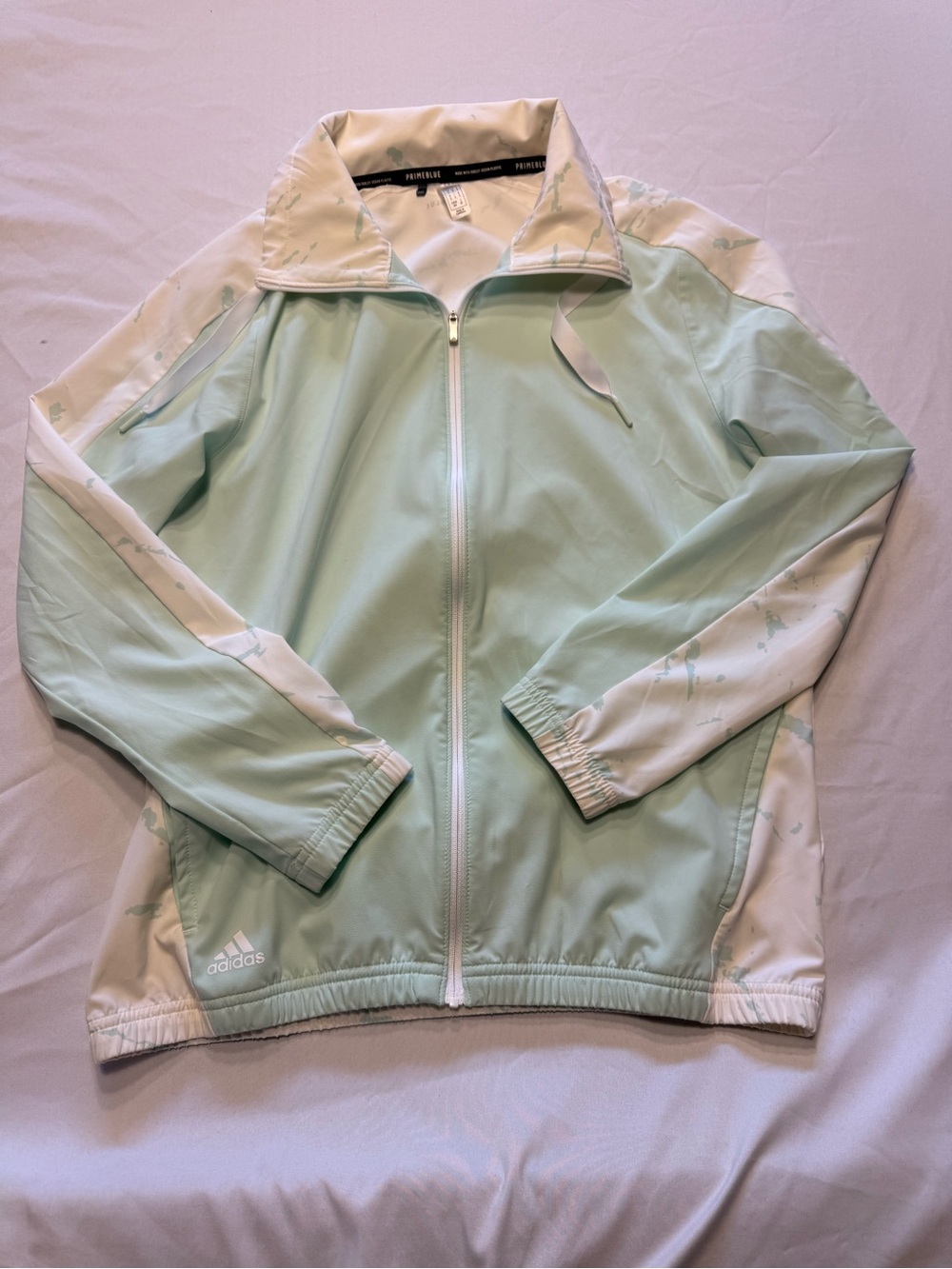 adidas Mint Green and White Bomber Track Jacket